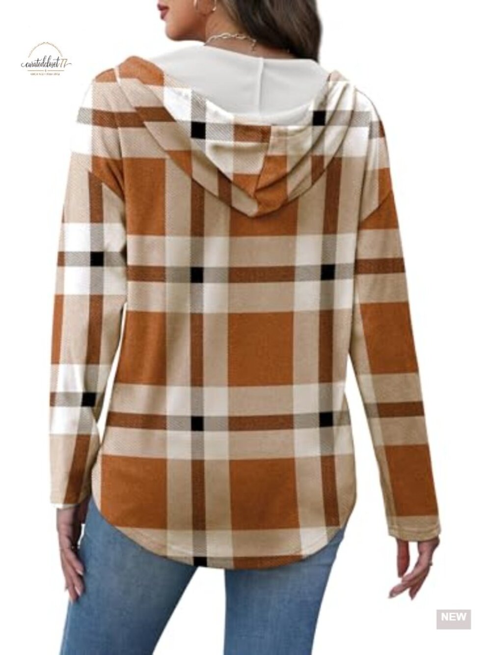 Womens V Neck Hooded Sweatshirt Loose Flowy Tunic Top Long Sleeve Pullover - Picture 4 of 6